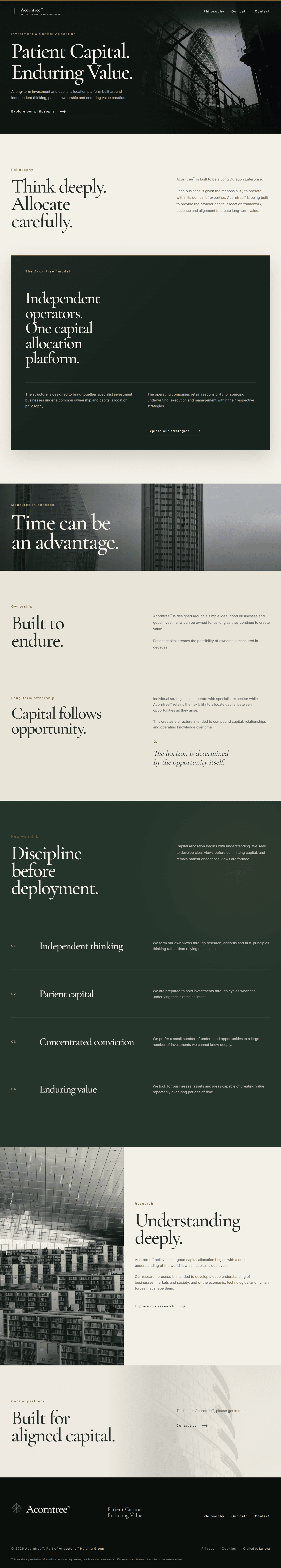 Acorntree Capital - Hero section of the website page